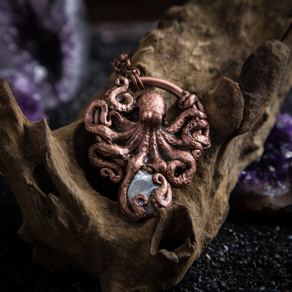 Octopus Pendant with Freshwater Pearl