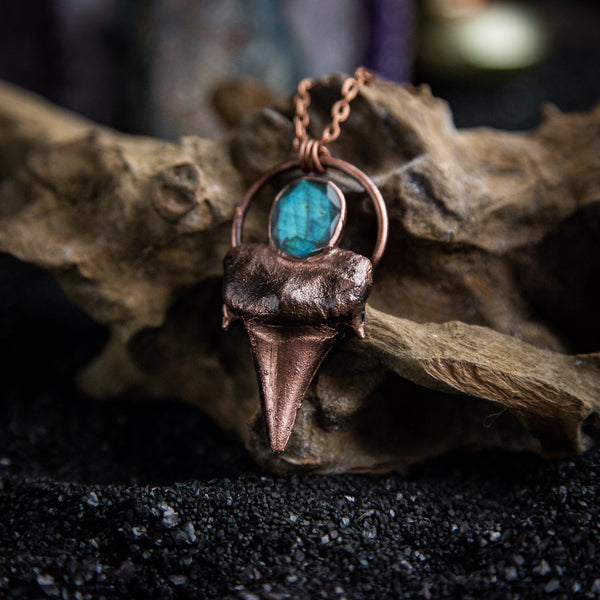 Shark Tooth pendant with Faceted Labrodorite