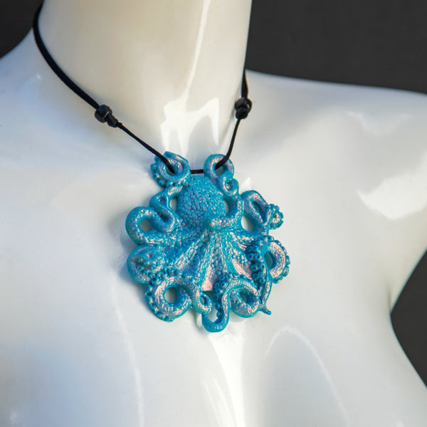 Octopus Pendant Necklace- Opal Aura Colorshift